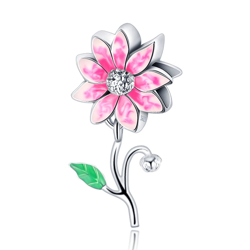 berloque charm flower  prata 925