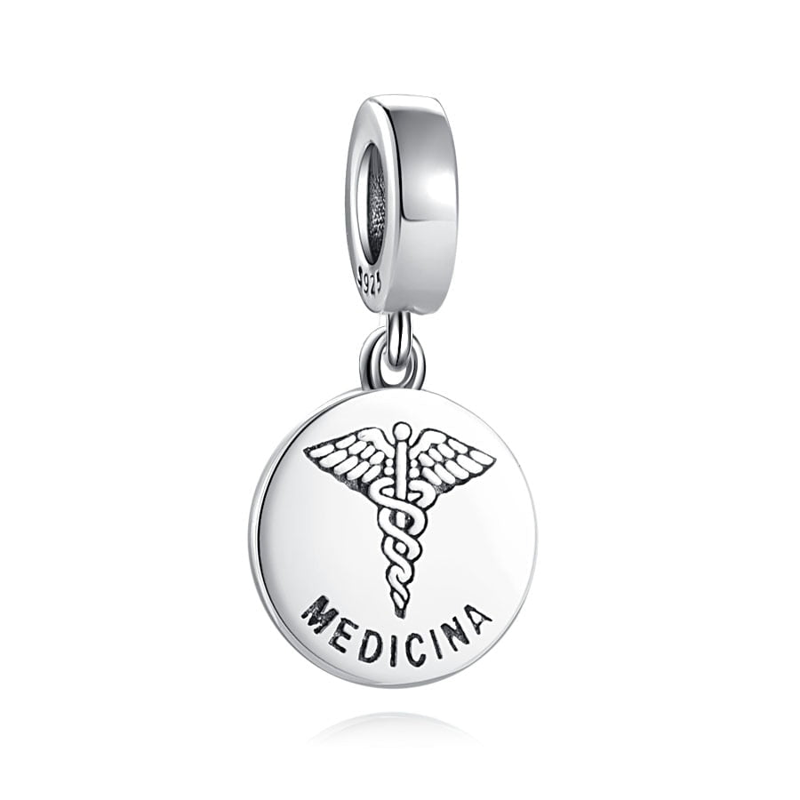pendente em prata 925  charm profisses medicina