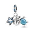 berloque charm tartaruga azul  prata 925
