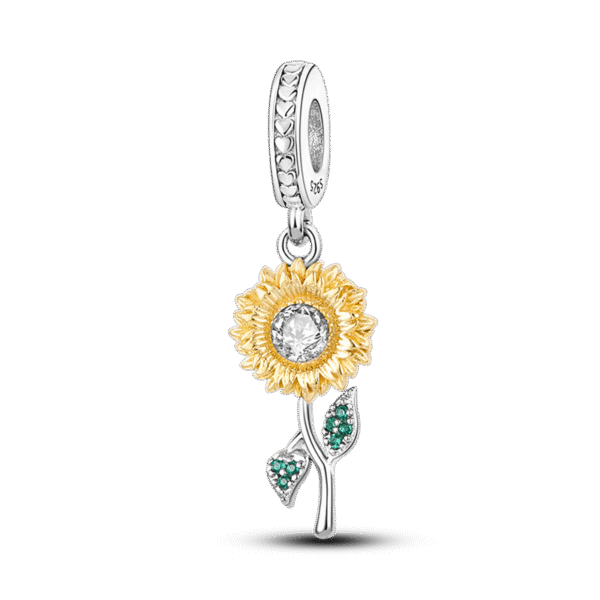 berloque charm sunflower  prata 925