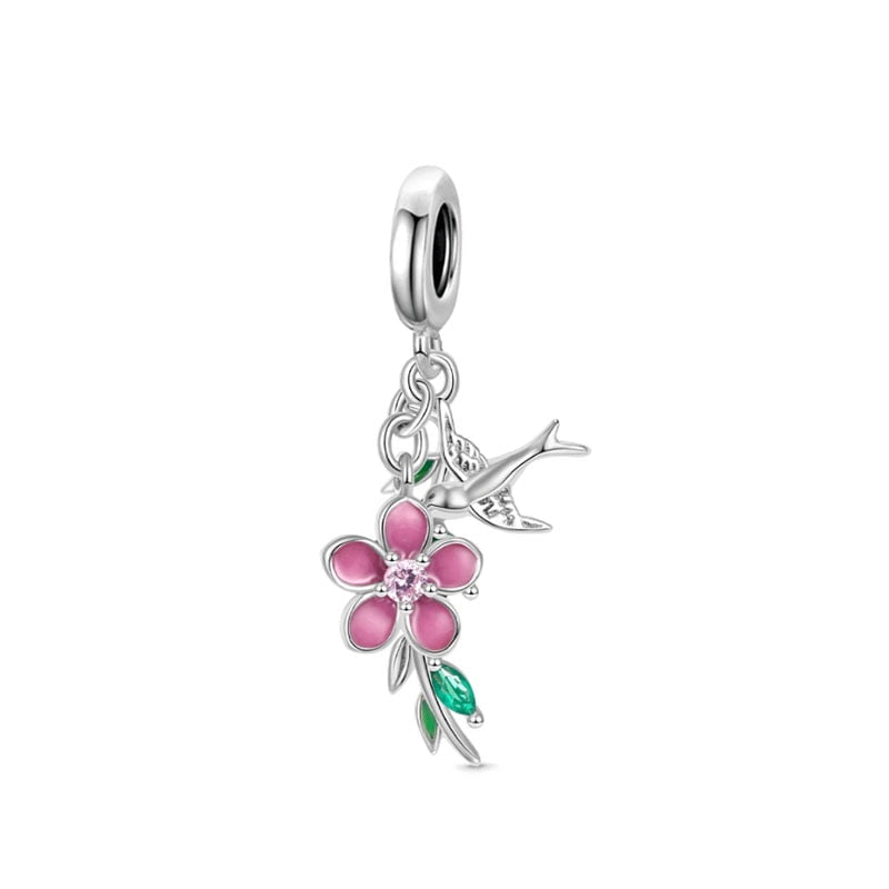berloque charm beija flor  prata 925