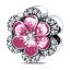 berloque charm pink flower  prata 925