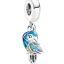 berloque charm arara azul  prata 925