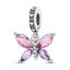 berloque charm pink butterfly  prata 925