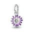 berloque charm purple flower pingente  prata 925