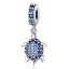 berloque charm tartaruga azul  prata 925